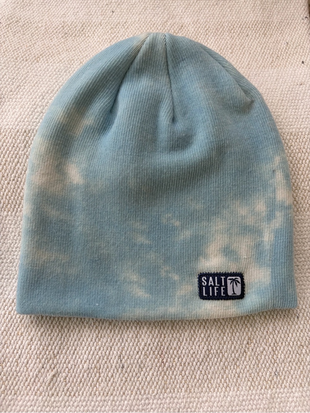 Salt Unisex Aqua and Cream Tie-Dye Beanie Hat